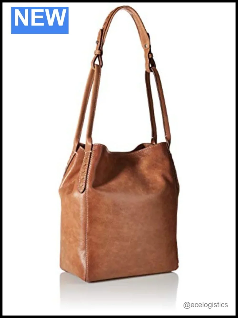 Genuine Leather Hobo Bag with Magnetic Closure - Tan
